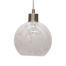 First Choice Lighting Confetti - Glass Globe with Satin Nickel Pendant Fitting in White - thumbnail 1