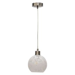 First Choice Lighting Confetti - Glass Globe with Satin Nickel Pendant Fitting in White - thumbnail 2