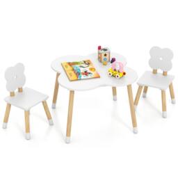 Costway Flower-shaped Kids Table Set Wooden Children Activity Table in White - thumbnail 6