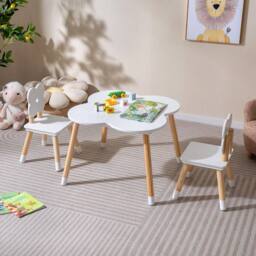 Costway Flower-shaped Kids Table Set Wooden Children Activity Table in White