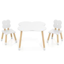 Costway Flower-shaped Kids Table Set Wooden Children Activity Table in White - thumbnail 8