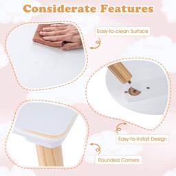 Costway Flower-shaped Kids Table Set Wooden Children Activity Table in White - thumbnail 9