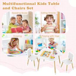 Costway Flower-shaped Kids Table Set Wooden Children Activity Table in White - thumbnail 5