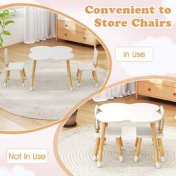 Costway Flower-shaped Kids Table Set Wooden Children Activity Table in White - thumbnail 7