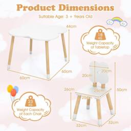 Costway Flower-shaped Kids Table Set Wooden Children Activity Table in White - thumbnail 4
