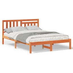 Berkfield Home with Headboard Wax brown 120 x 200 cm Solid pine wood - thumbnail 4