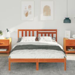 Berkfield Home with Headboard Wax brown 120 x 200 cm Solid pine wood - thumbnail 5