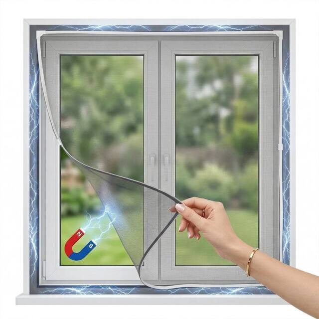 Kelvenix 120*130cm Tear-Resistant Adjustable Magnetic Fly Screen Window in White - Size: 100 cm - 150 cm - image 1