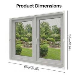 Kelvenix 120*130cm Tear-Resistant Adjustable Magnetic Fly Screen Window in White - Size: 100 cm - 150 cm - thumbnail 2