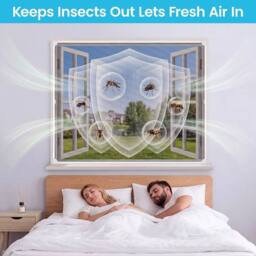 Kelvenix 120*130cm Tear-Resistant Adjustable Magnetic Fly Screen Window in White - Size: 100 cm - 150 cm - thumbnail 3