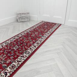 runrug Hallway Carpet Runner Rug - Soft & Comfy, 9mm - 'Traditional' in Red - Size: 70 cm x 150 cm - thumbnail 4