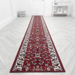 runrug Hallway Carpet Runner Rug - Soft & Comfy, 9mm - 'Traditional' in Red - Size: 70 cm x 150 cm - thumbnail 6