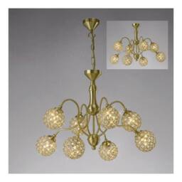 Netlighting Apollo Semi Flush Ceiling Pendant 8 Light Satin Brass Crystal in Gold - thumbnail 2