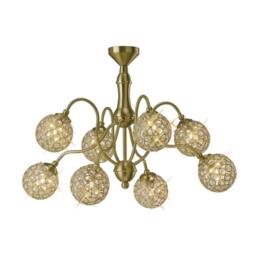 Netlighting Apollo Semi Flush Ceiling Pendant 8 Light Satin Brass Crystal in Gold - thumbnail 5