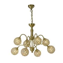 Netlighting Apollo Semi Flush Ceiling Pendant 8 Light Satin Brass Crystal in Gold - thumbnail 3
