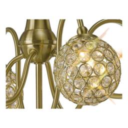 Netlighting Apollo Semi Flush Ceiling Pendant 8 Light Satin Brass Crystal in Gold - thumbnail 9