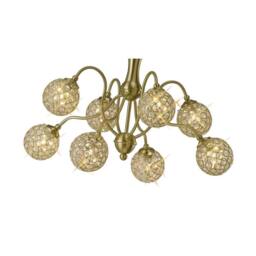 Netlighting Apollo Semi Flush Ceiling Pendant 8 Light Satin Brass Crystal in Gold - thumbnail 8