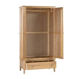 Cheshire Premium Oakmere 2 Door & 1 Drawer Wardrobe in Natural Satin Lacquer - thumbnail 2