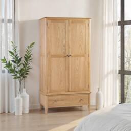 Cheshire Premium Oakmere 2 Door & 1 Drawer Wardrobe in Natural Satin Lacquer - thumbnail 3