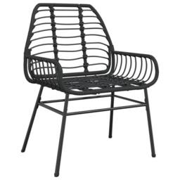 Berkfield Home Beautiful Garden Chairs 2 pcs Black Poly Rattan - thumbnail 4