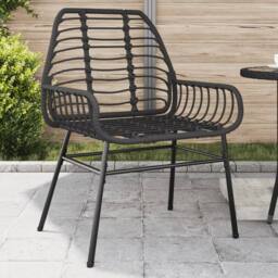 Berkfield Home Beautiful Garden Chairs 2 pcs Black Poly Rattan - thumbnail 2