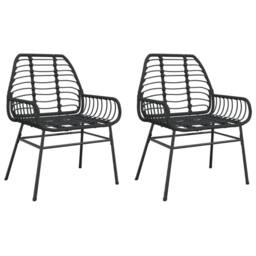 Berkfield Home Beautiful Garden Chairs 2 pcs Black Poly Rattan - thumbnail 3