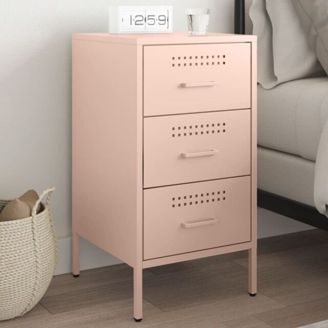 Berkfield Home Bedside Cabinet Pink 36x39x68 cm Steel - Size: 36 x 39 x 68 cm - image 1