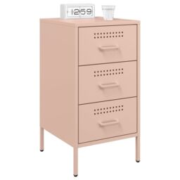 Berkfield Home Bedside Cabinet Pink 36x39x68 cm Steel - Size: 36 x 39 x 68 cm - thumbnail 4