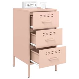 Berkfield Home Bedside Cabinet Pink 36x39x68 cm Steel - Size: 36 x 39 x 68 cm - thumbnail 5