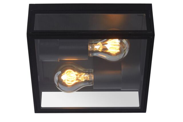 Lucide 'DUKAN' Dimmable Tiltable Stylish Outdoor Flush Ceiling Light 2xE27 in Black - image 1