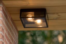 Lucide 'DUKAN' Dimmable Tiltable Stylish Outdoor Flush Ceiling Light 2xE27 in Black - thumbnail 5