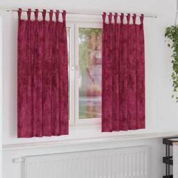 Berkfield Home Velvet Curtains 2 pcs with Eyelets Wine Red 175x140 cm - thumbnail 2