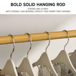 KORVIXA 100 cm Bamboo Wood Clothes Rail Rack in Brown - Size: 500mm - thumbnail 4