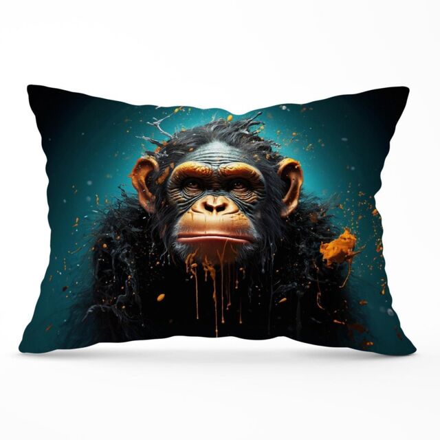 Warren Reed - Designer Monkey Face Splashart Blue Cushions - Size: 60 cm x 60 cm - image 1