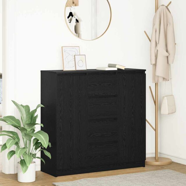 Berkfield Home Sideboard with Drawers Black Oak 100.5x35x98.5 cm Engineered Wood - image 1