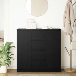 Berkfield Home Sideboard with Drawers Black Oak 100.5x35x98.5 cm Engineered Wood - thumbnail 3