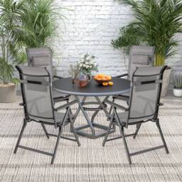 Gymax 2 Pack Folding Patio Chair Outdoor Recliner Adjustable Lounge Chair in Grey - thumbnail 3