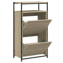 Berkfield Home Shoe Cabinet Sonoma Oak 60x34x112 cm Engineered Wood in Light Oak - Size: 60 x 34 x 112 cm - thumbnail 1