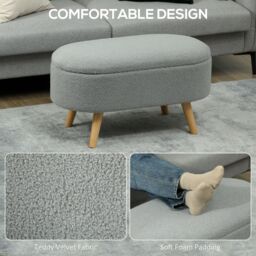 HOMCOM Ottoman Storage Bench for Hallway, Living Room in Dark Grey - thumbnail 6