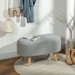 HOMCOM Ottoman Storage Bench for Hallway, Living Room in Dark Grey - thumbnail 1