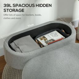HOMCOM Ottoman Storage Bench for Hallway, Living Room in Dark Grey - thumbnail 4