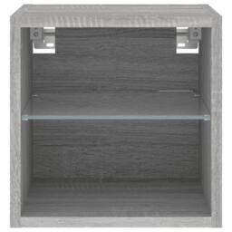 Berkfield Home TV Wall Cabinet with LED Lights Grey Sonoma 30x28.5x30 cm - thumbnail 8