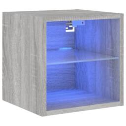 Berkfield Home TV Wall Cabinet with LED Lights Grey Sonoma 30x28.5x30 cm - thumbnail 1