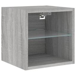Berkfield Home TV Wall Cabinet with LED Lights Grey Sonoma 30x28.5x30 cm - thumbnail 7