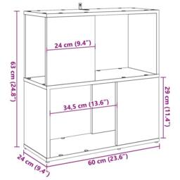 Berkfield Home Book Cabinet Old Wood 60x24x63 cm Engineered Wood in Brown - Size: 60 x 24 x 63 cm - thumbnail 9
