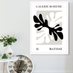 ARTZE Matisse Floral Cutout Beige & Black Bohemian Framed Print SIZE: A3 with White Frame - Size: A4 - thumbnail 2