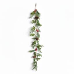 Shatchi Christmas Garland 180CM Red Berry & Pinecone Wreath for Xmas Decor in Green - Size: 180 cm - thumbnail 2