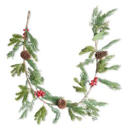 Shatchi Christmas Garland 180CM Red Berry & Pinecone Wreath for Xmas Decor in Green - Size: 180 cm - thumbnail 1