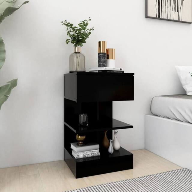 Berkfield Home Bedside Cabinets 2 pcs Black 40x35x65 cm - Size: 40 x 35 x 65 cm - image 1