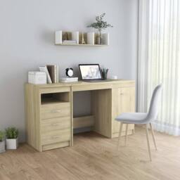 Berkfield Home Modern Desk Sonoma Oak 140x50x76 cm Engineered Wood in Light Oak - Size: 140 x 50 x 76 cm - thumbnail 2